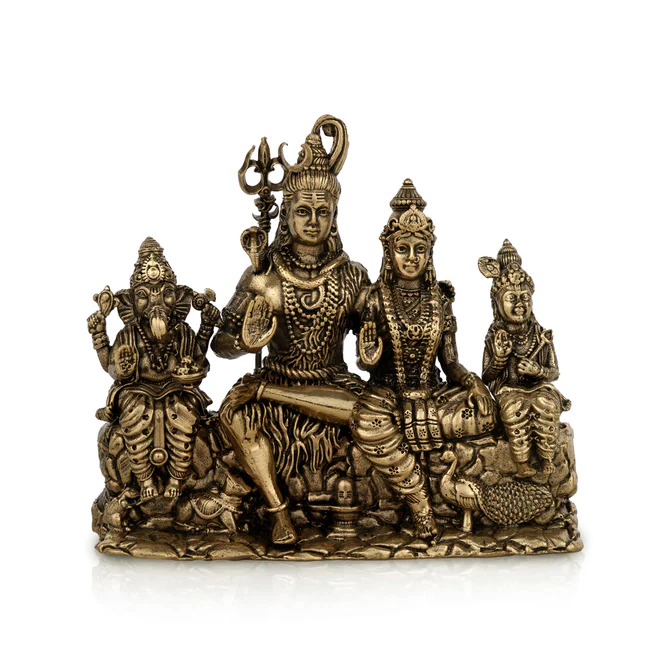 Lord Shiva Family Sitting on Base Murti - 7 x 7.5 Inches